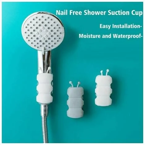 Supporto Per Soffione Doccia, Ventosa In Silicone Senza Perforazione, Supporto Per Montaggio A Parete Per Soffione Doccia, Nessun Trapano Necessario Per Marmo, Vetro, Metallo, Ceramica (bianco) - immagine 3