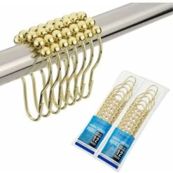 Anelli E Ganci Per Tende Da Doccia In Confezione Da 2, Anelli E Ganci Per Tende Da Doccia In Acciaio Inossidabile Antiruggine - Set Di 24 Oro Lucido