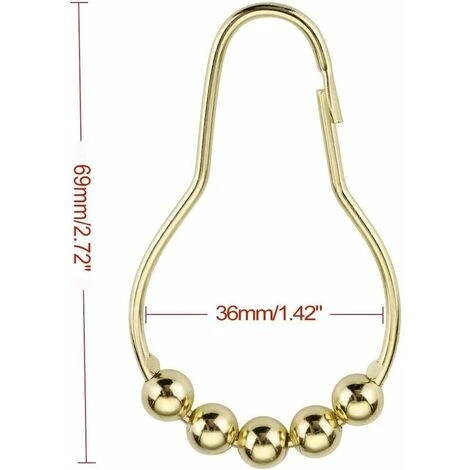 Anelli E Ganci Per Tende Da Doccia In Confezione Da 2, Anelli E Ganci Per Tende Da Doccia In Acciaio Inossidabile Antiruggine - Set Di 24 Oro Lucido - immagine 4