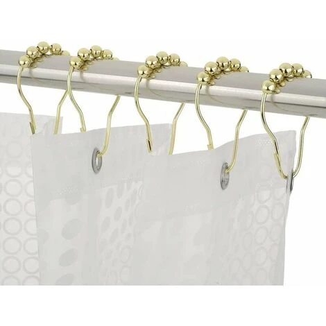 Anelli E Ganci Per Tende Da Doccia In Confezione Da 2, Anelli E Ganci Per Tende Da Doccia In Acciaio Inossidabile Antiruggine - Set Di 24 Oro Lucido - immagine 5